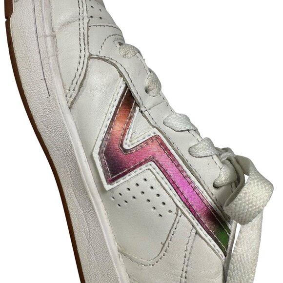 Vans Womens 6.5 Mens 5 White Leather Sneakers With Multicolor Accents Lace-Up - Picture 10 of 14